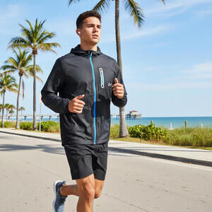 Under Armour Run AllSeasonGear Fitted Jacket Black Blue Reflective L